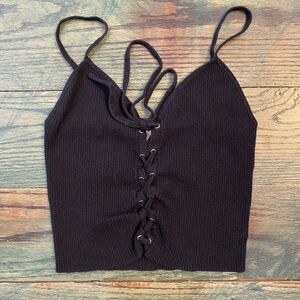 L.A. Hearts Black lace up crop top size S